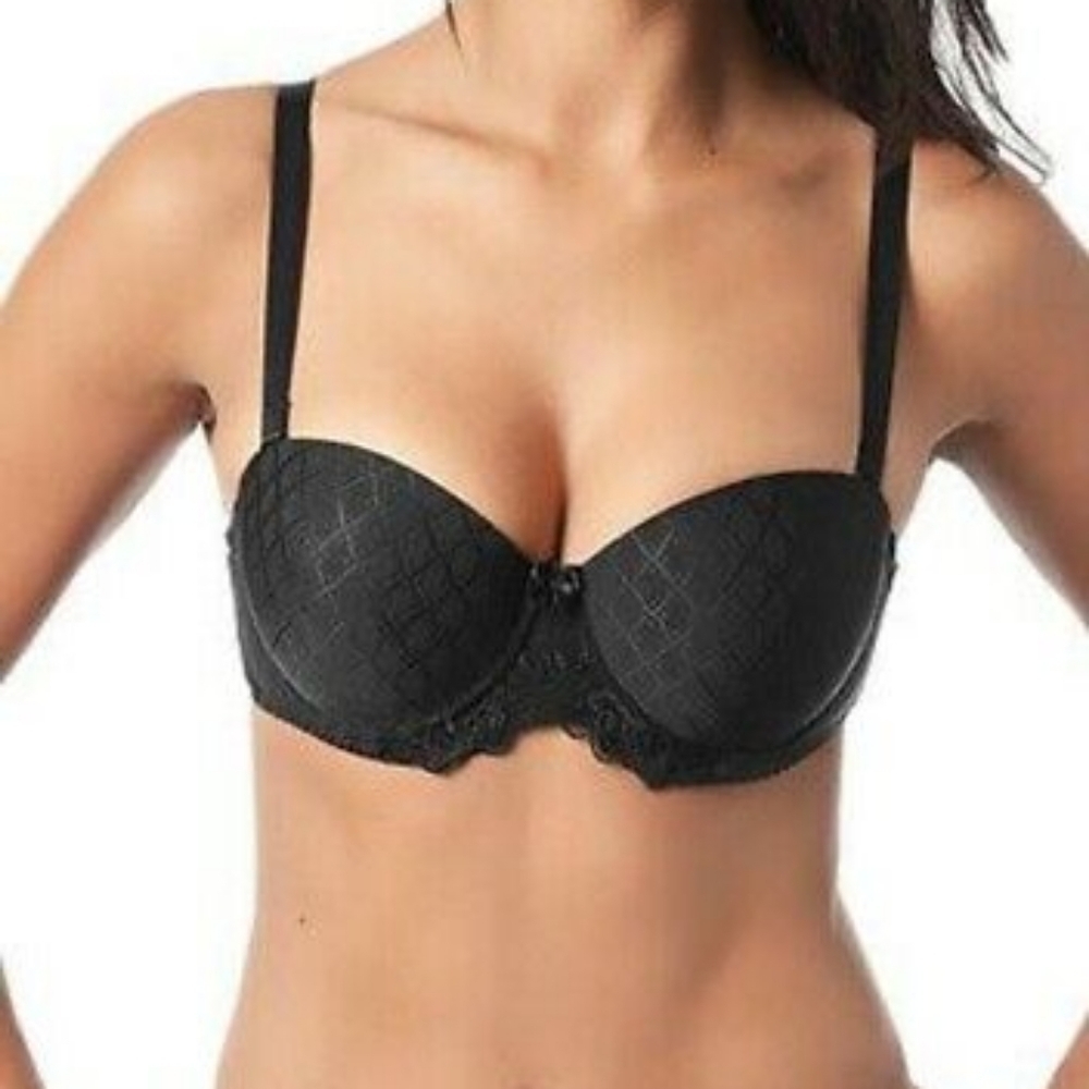 NWT Triumph Black Underwire Diamond Jacquard Bra Sz 34D - Picture 3 of 3